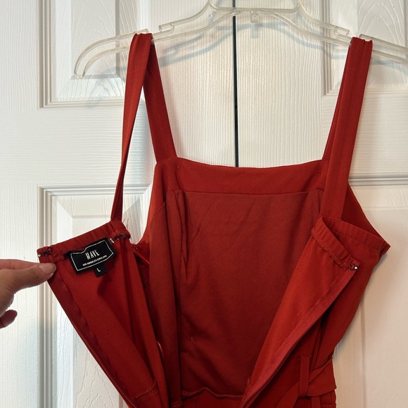 Have Jumpsuit Womens Large Burnt Orange Stretchy Wide Leg High Waist Tie Buttons - Picture 11 of 14